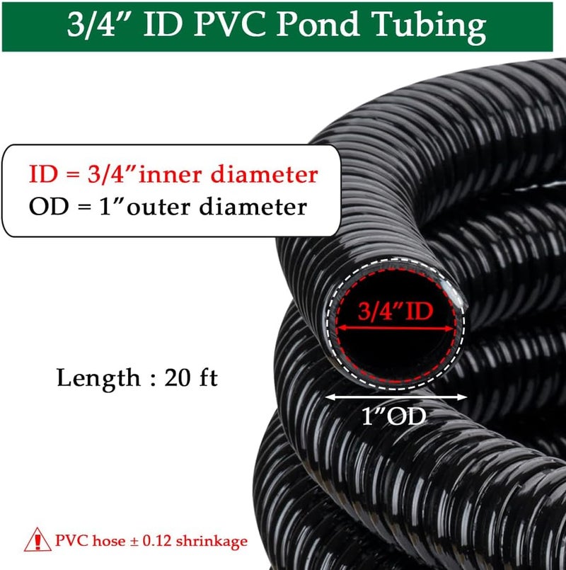 DAVCO 3/4" Dia Corrugated Pond Tubing 3/4-Inch ID, 20 FT Long, Black Kink Free Strong and Flexible PVC Tubing - Image 2
